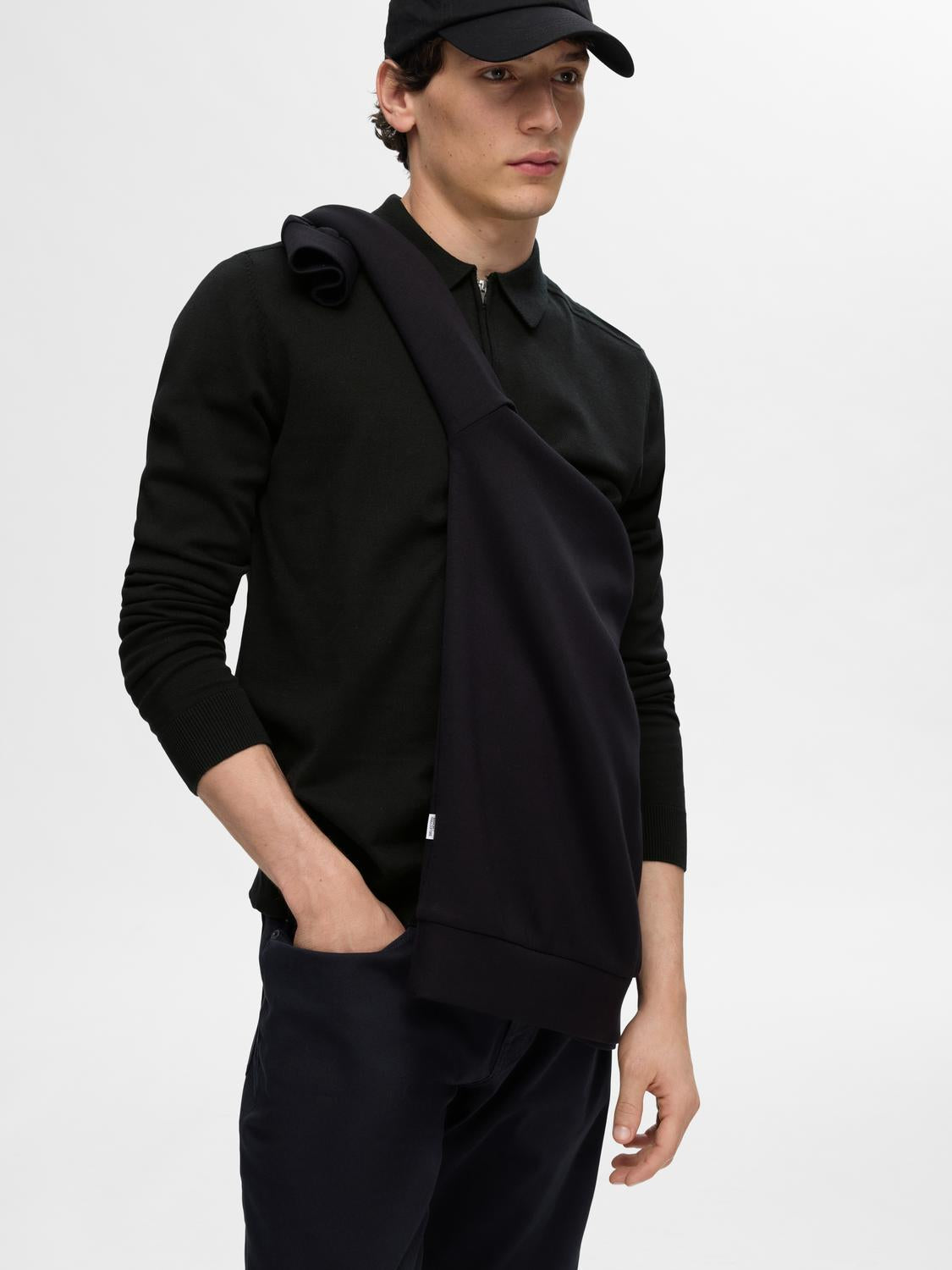 Berg Half Zip Genser - Black