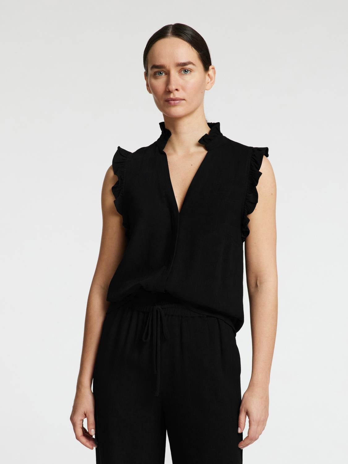 Viva Sun Ruffle Topp - Sort/ Black