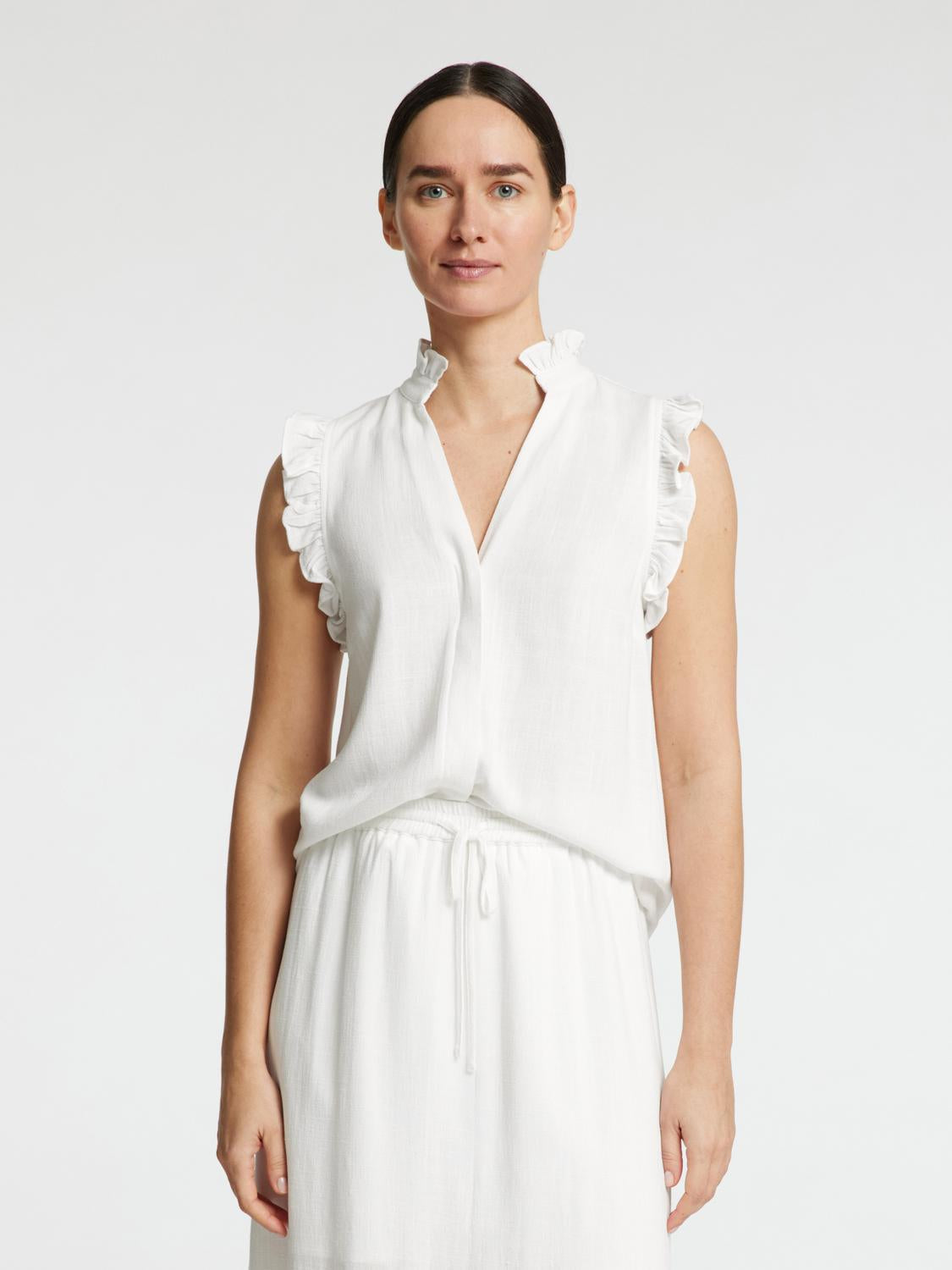 Viva Sun Ruffle Topp - Hvit/ Snow White