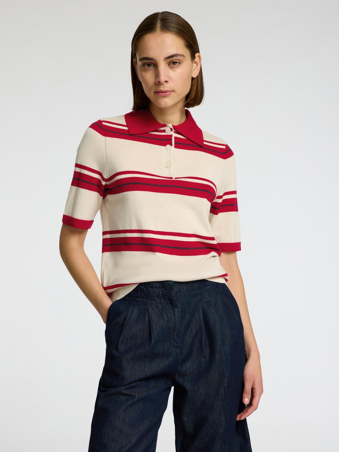 Thea Strikket Merino Genser - Beige/ Birch