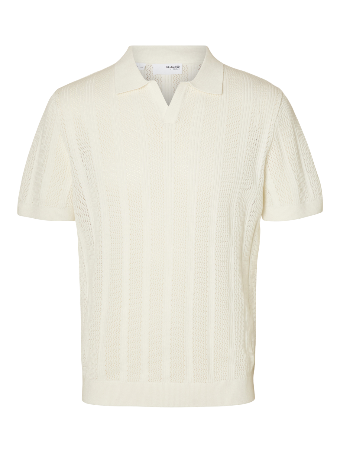 Wells Strikket Polo T-skjorte - Beige/ Egret