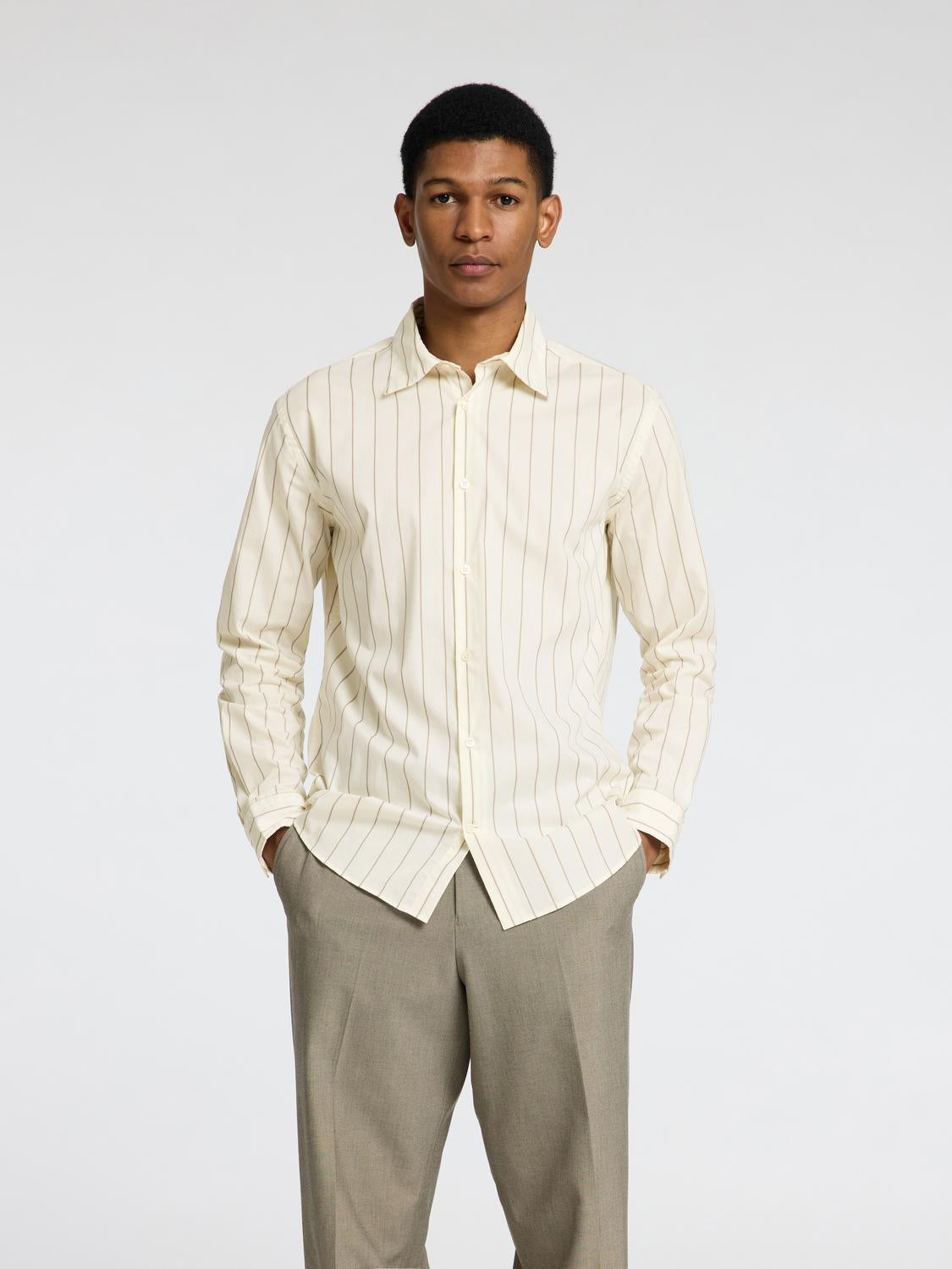 Regular Riley Skjorte - Beige/ Egret