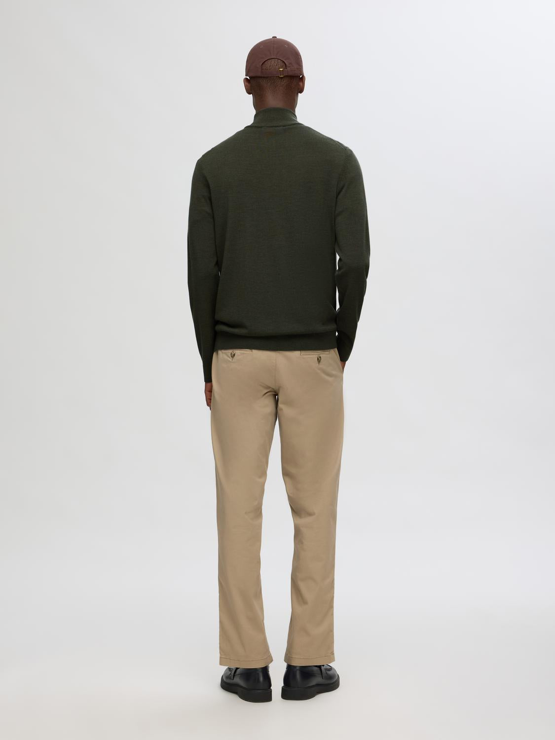 Tray Strikket Merino Half-Zip - Forest Night