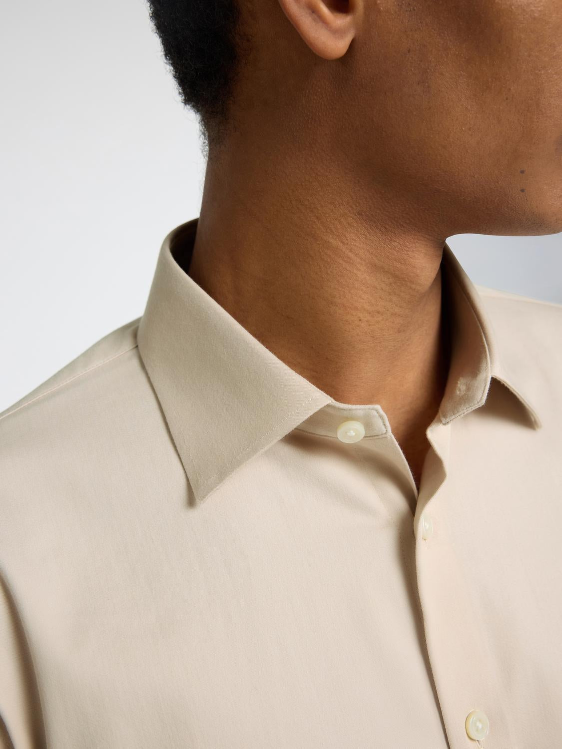 Slim Performance Skjorte - Beige/ Oatmeal