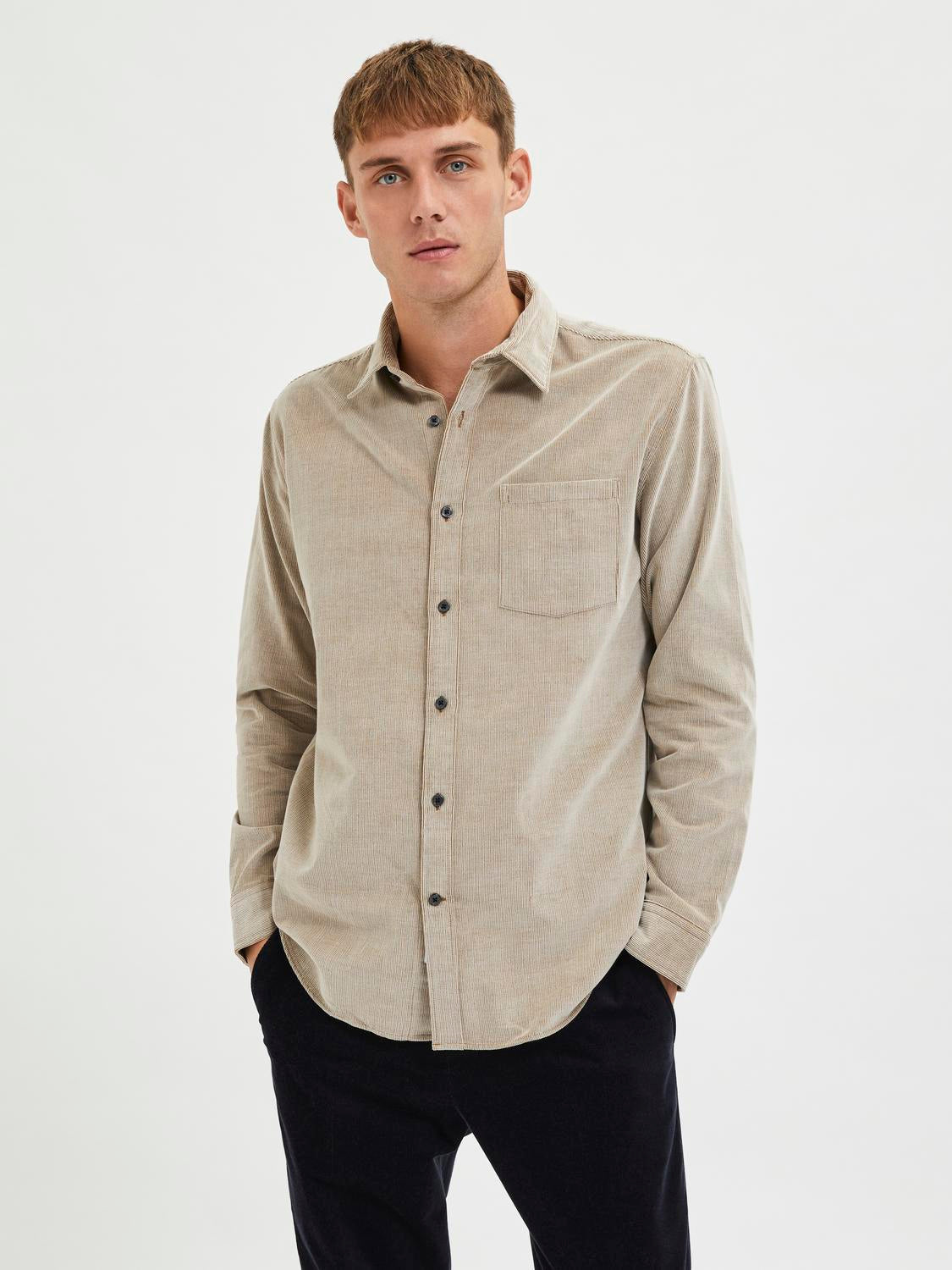 Regular Benjamin Skjorte  - Beige/ Breen