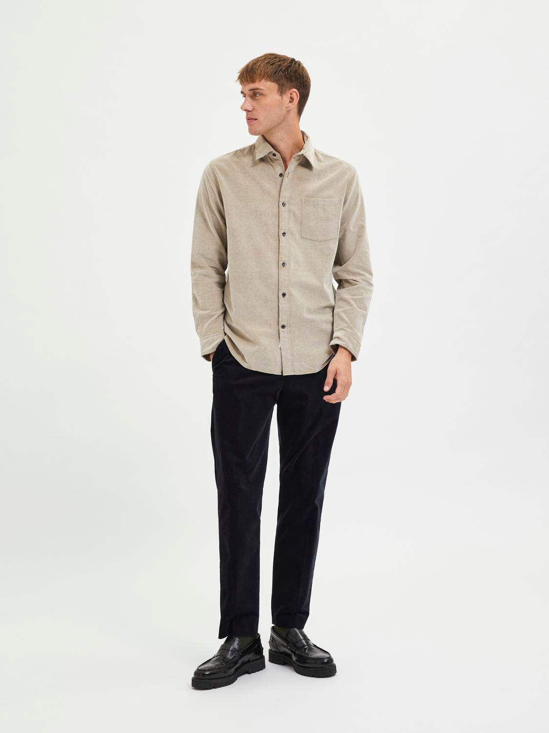 Regular Benjamin Skjorte  - Beige/ Breen