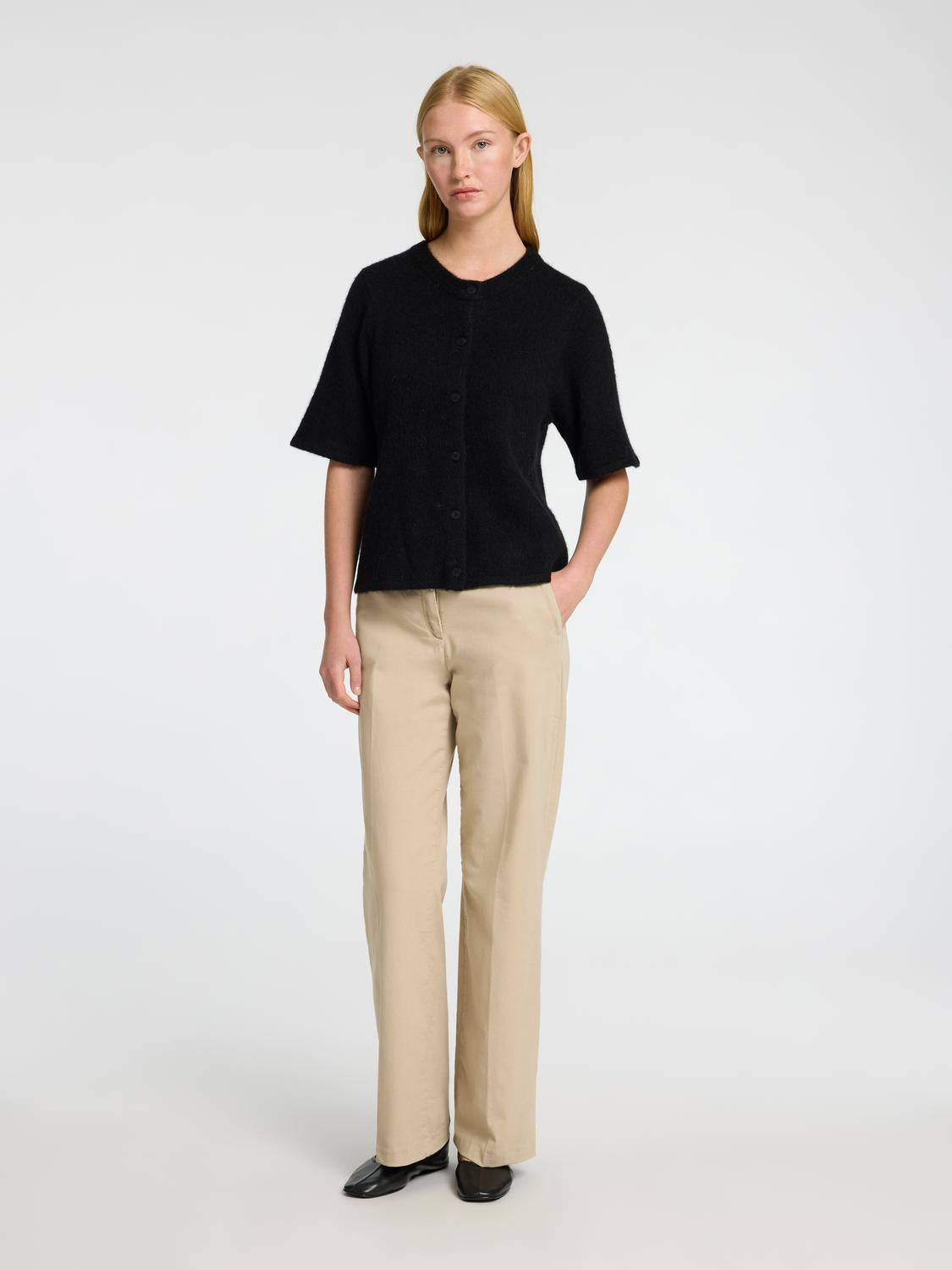 Lulu Strikket 2/4 Cardigan - Sort/ Black