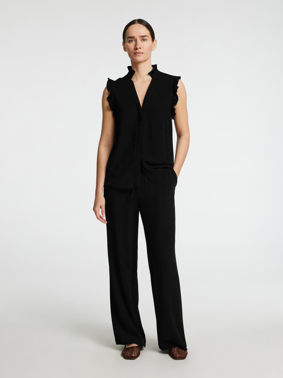 Viva Sun Ruffle Topp - Sort/ Black