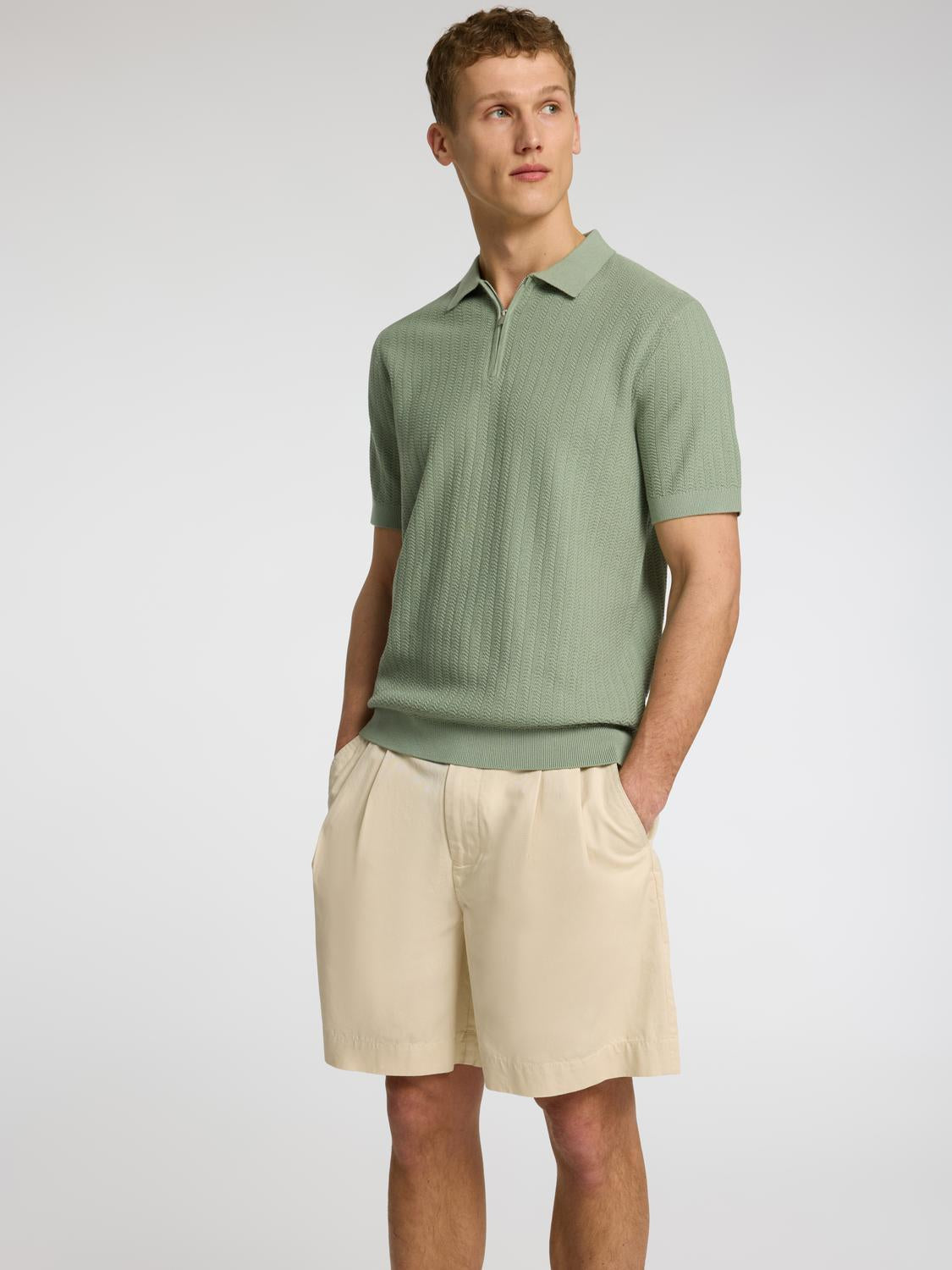 Cran Strikket Half Zip - Grønn/ Iceberg Green