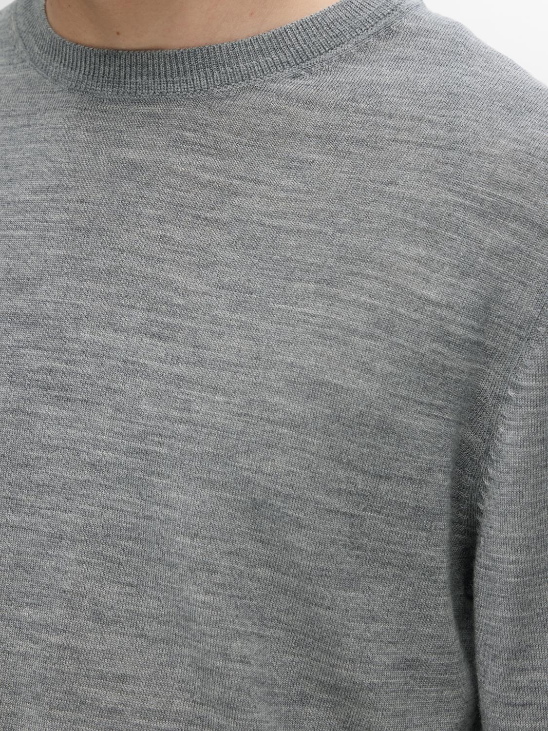Tray Merino Crew-neck Genser - Medium Grey Melange