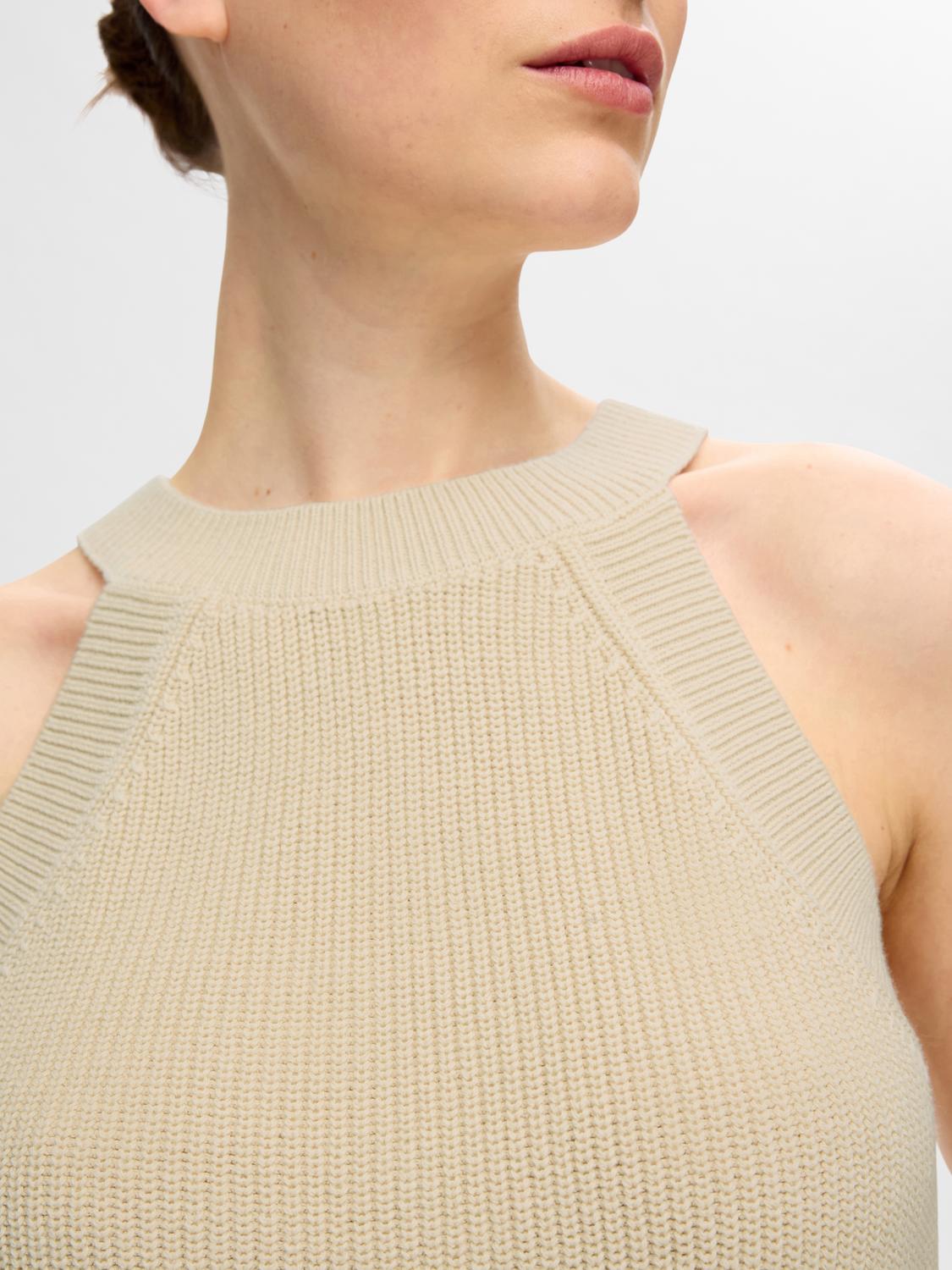 Vinna strikket Topp - Beige/ Birch