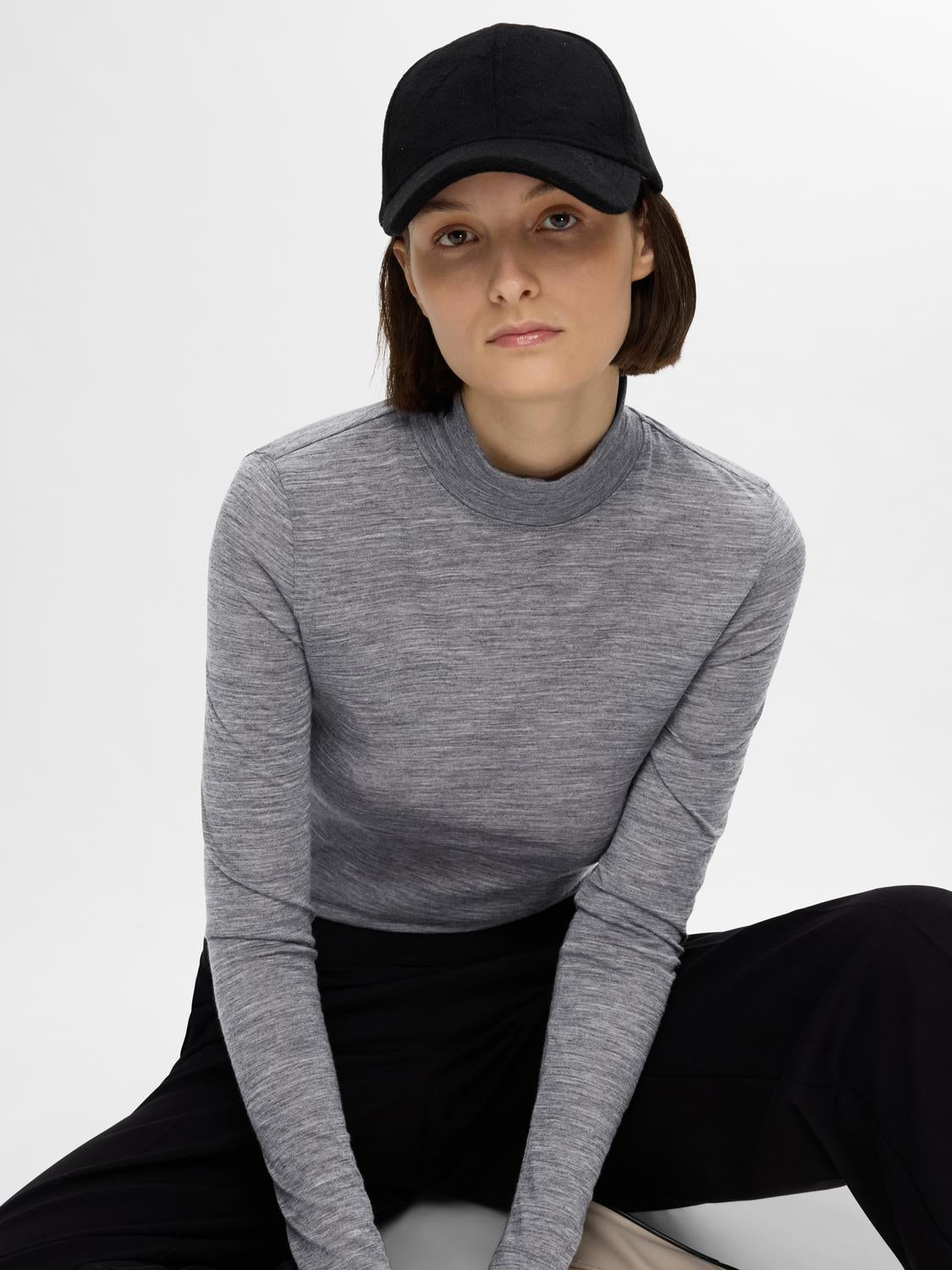 Wola High Neck Topp - Grå/ Steel Gray