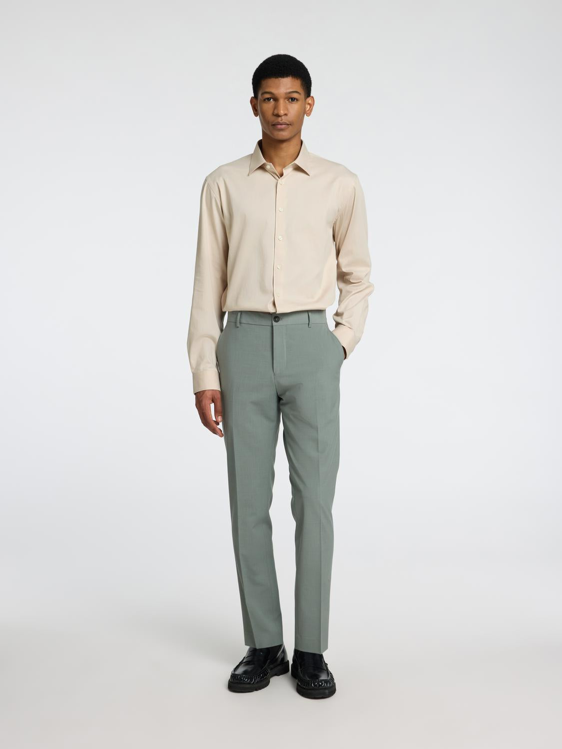 Slim Performance Skjorte - Beige/ Oatmeal