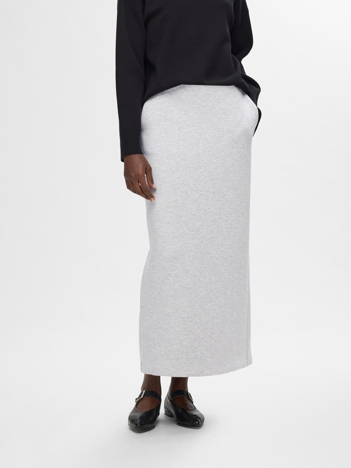 Jamila Midi Skjørt - Grå/ Light Grey Melange