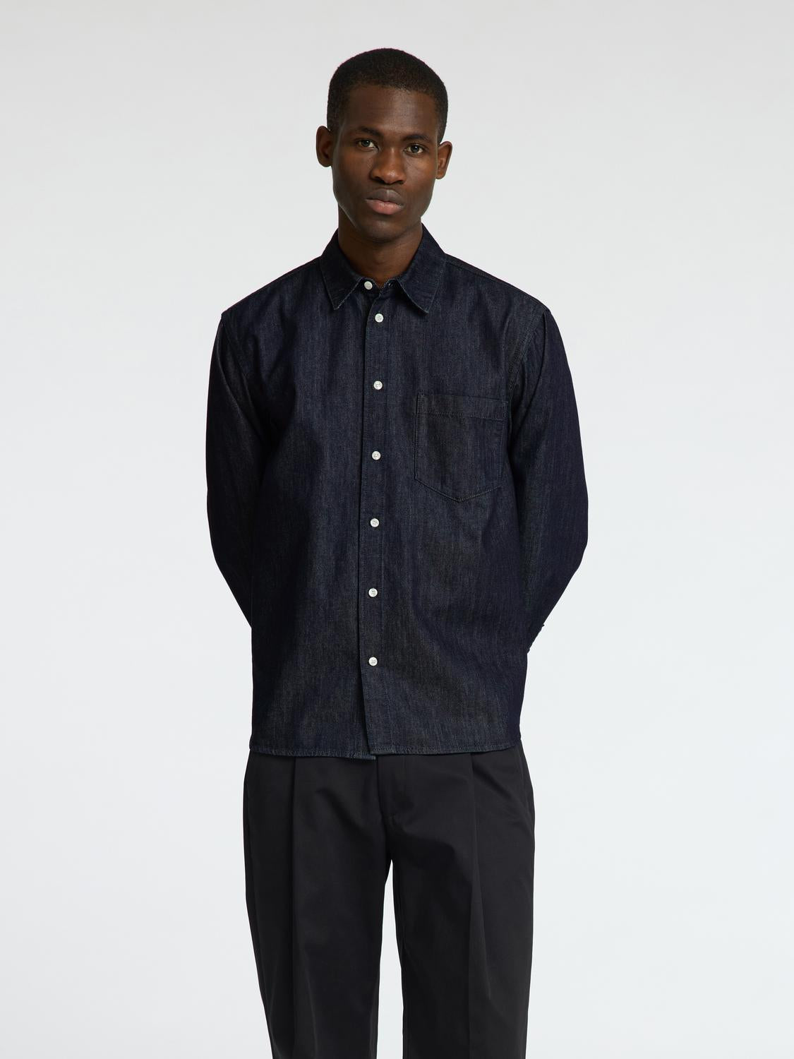 Regular Will Skjorte - Blå/ Dark Blue Denim