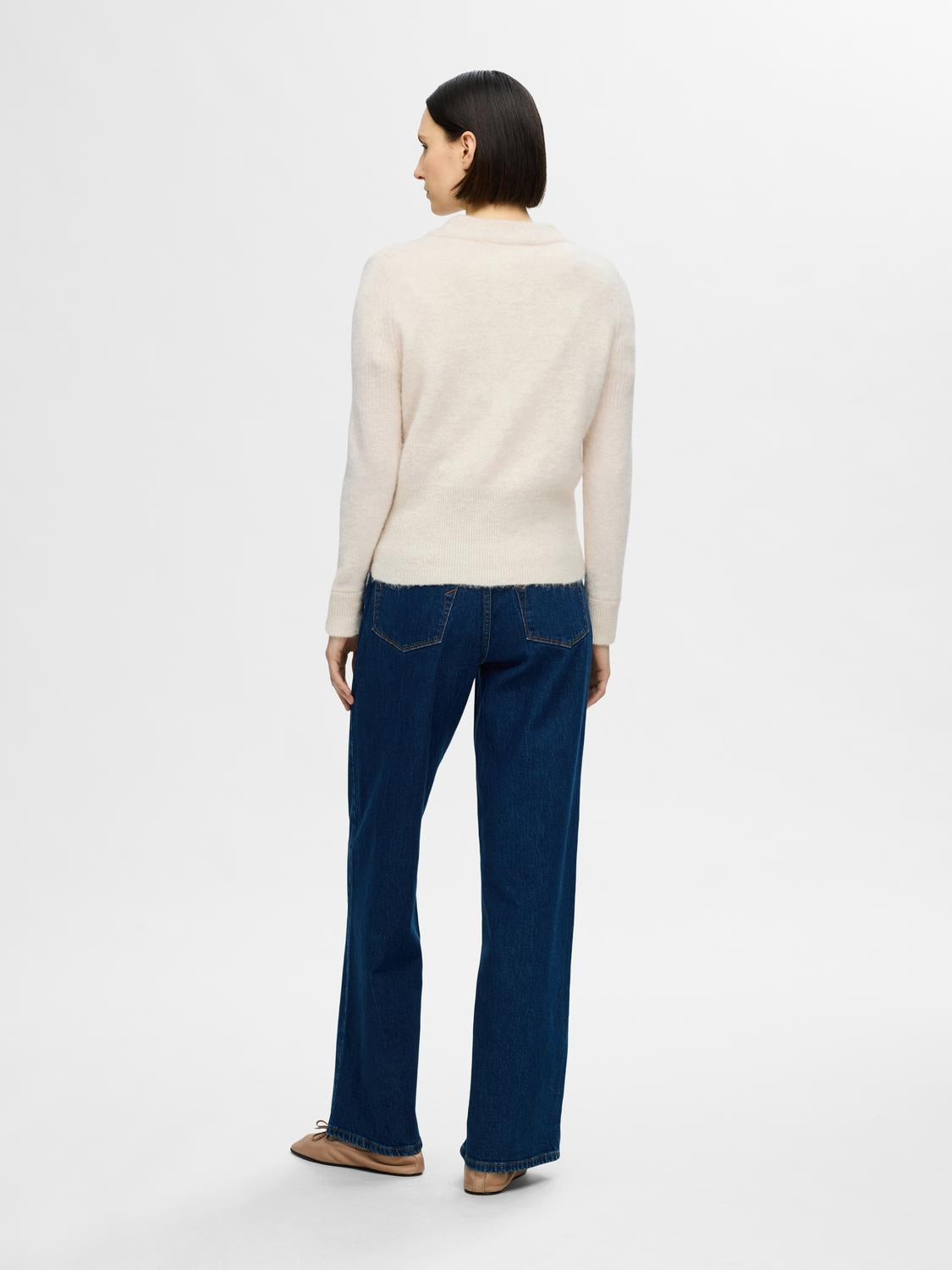 Sia Ras Strikket Cardigan - Beige/ Birch