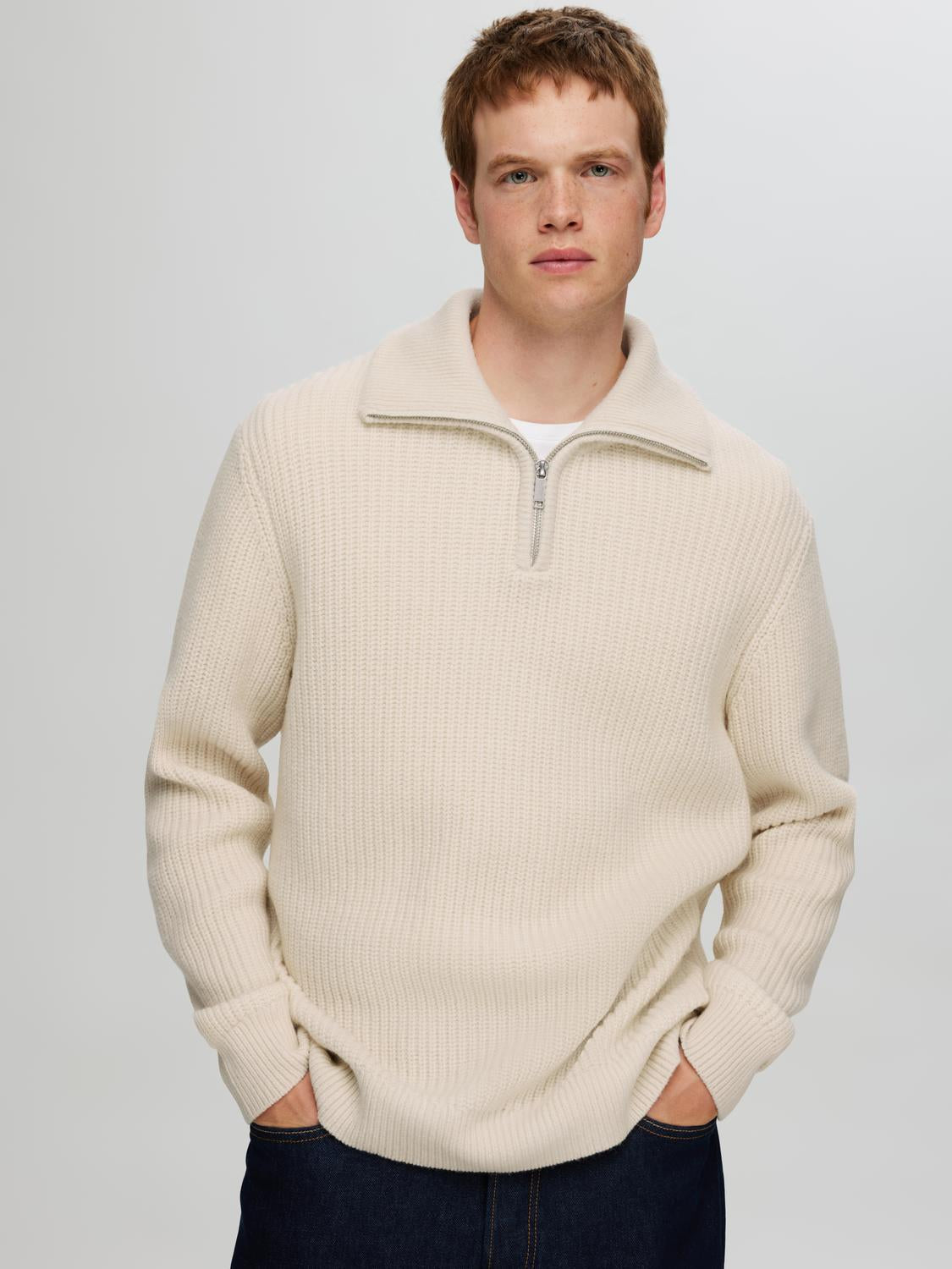 Land Strikket Genser - Beige/ Tofu