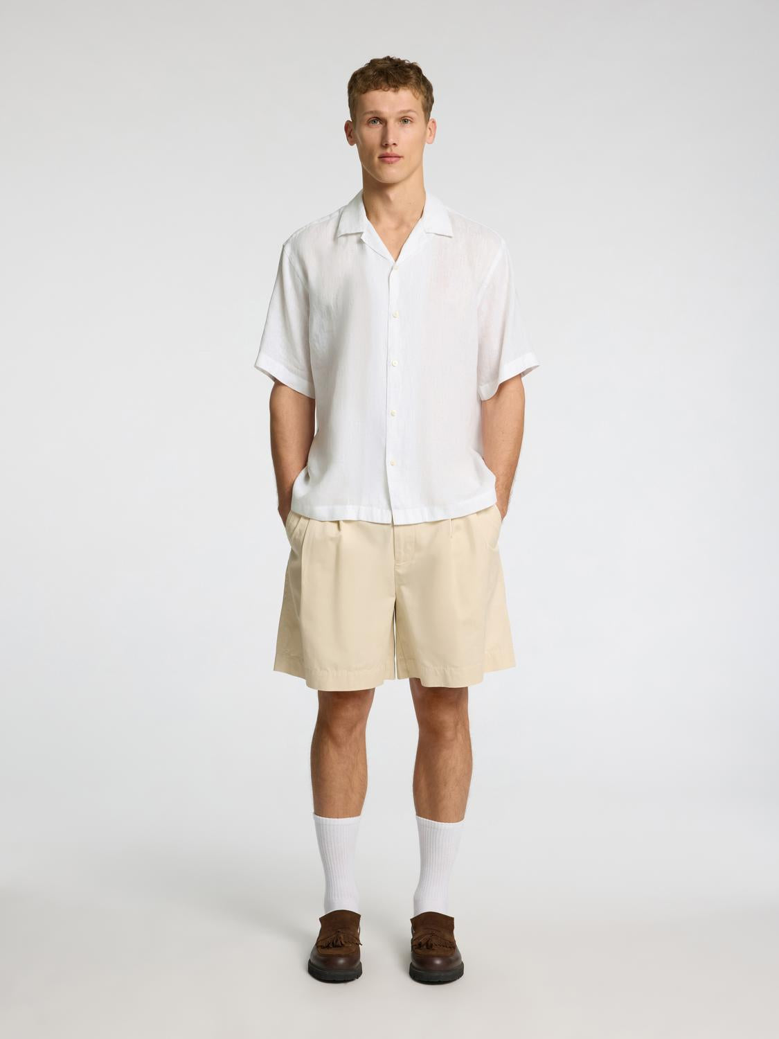 Kylan Kort Arm  Linskjorte - Hvit/ White