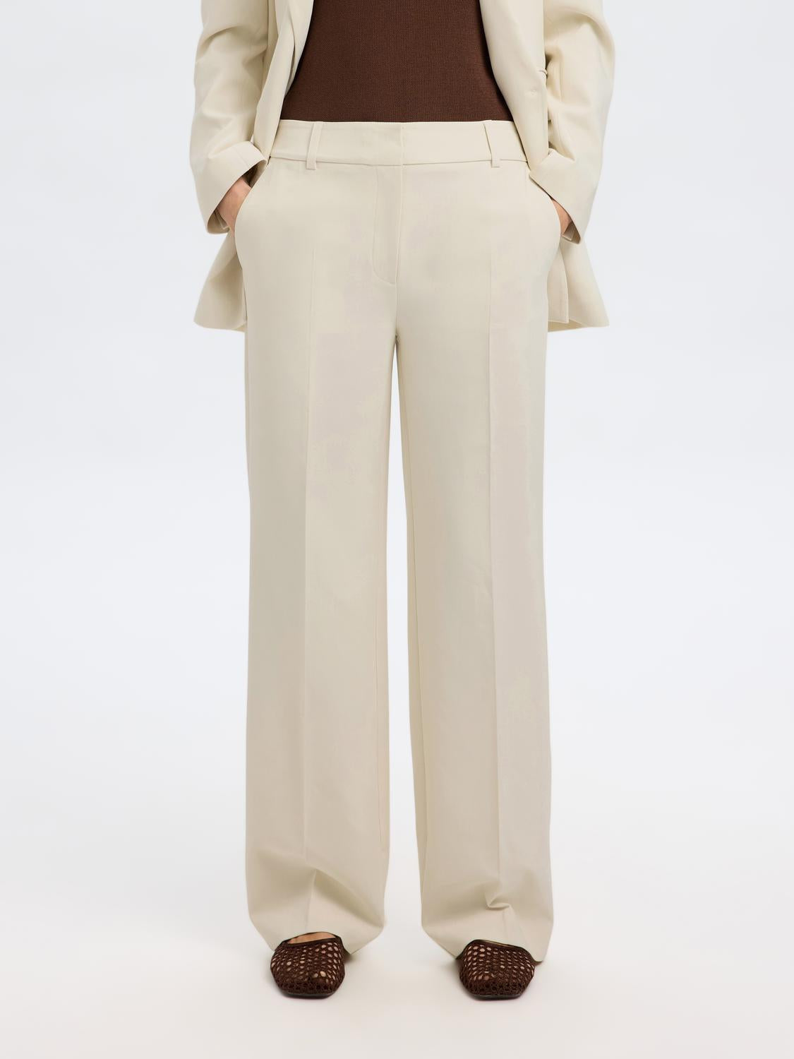 Rita Wide DRessbukser - Beige/ Birch