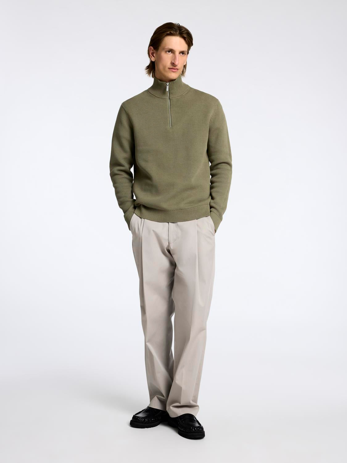 Dane Half Zip Genser - Grønn/ Vetiver