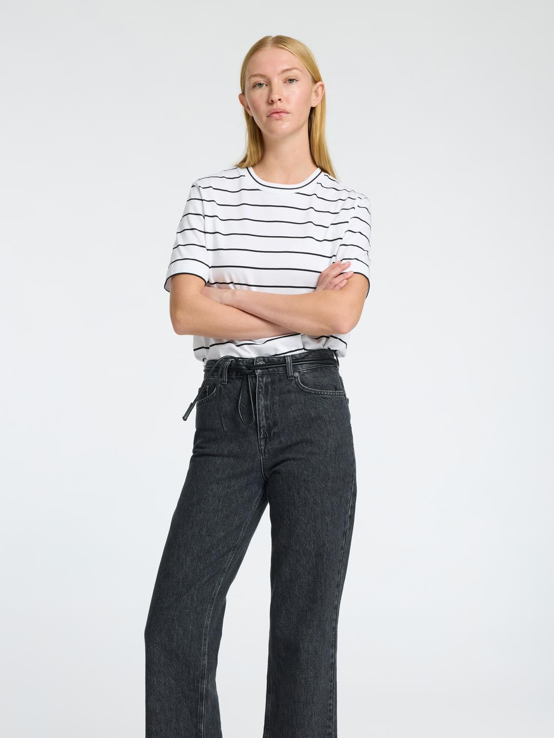 Essential Stripete Boxy - Hvit/ Bright White